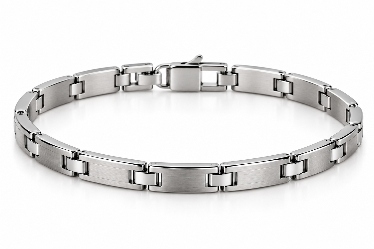 Slim Brushed Stainless Steel Link Bracelet | Holghan Ertouttin