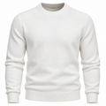 Premium White Fine-Knit Crew-Neck Sweater | Holghan Ertouttin